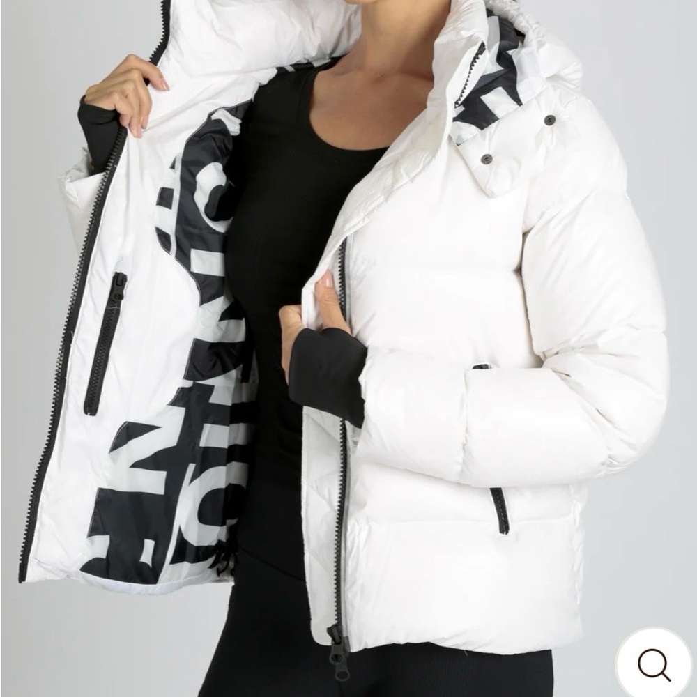 Blanc Noir White Puffer Jacket with Black Accents new with tags never worn